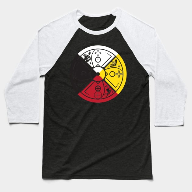 medicine wheel sacred hoop Baseball T-Shirt by somatosis